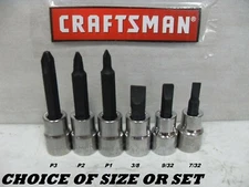 CRAFTSMAN SCREWDRIVER BIT SOCKET PHILLIPS SLOT CHOICE OF SINGLE OR SELECT SET