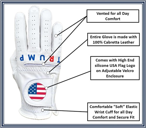 Trump USA Flag Golf Gloves - Cabretta Leather Golf Gloves with Trump and USA Fla - Picture 2 of 11