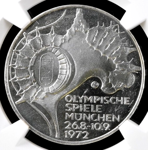 Germany 10 Mark 1972 F NGC MS63 UNC Silver Munich Olympics - Picture 3 of 4