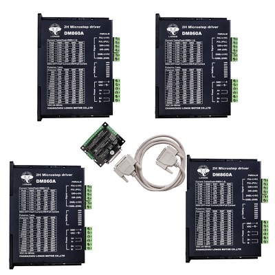 4 pcs Stepper motor driver DM860A peak 7.8A 256micsteps+ 1pc breakout board CNC