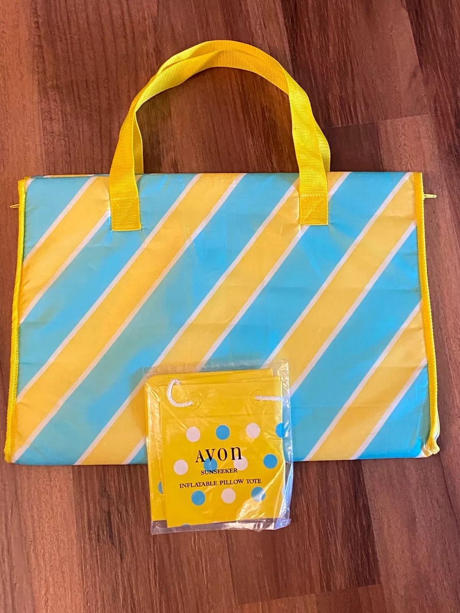 NEW VINTAGE AVON Beach Mat Bag ONE PIECE with inflatable pillow tote