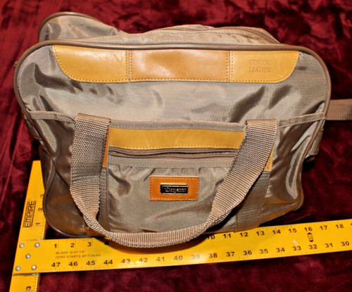 Lugano Tan Leather Trim Carry-on Bag Unisex With Removeable Carrying Strap
