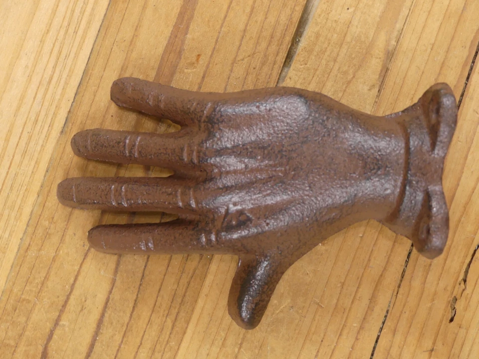 2 Cast Iron Hand Bookends Book Ends Bookshelf Paperweight Rustic Home Decor Stop - Image 3 of 4