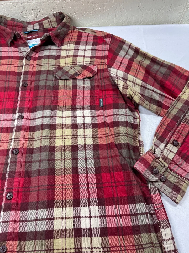 Columbia Omni Wick XXL 2X Franela Evaporación Avanzada Cuadros Hombres Rojo Manga Larga Foto 2 de 4