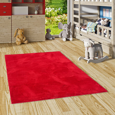 Super Soft Kinder Hochflor Teppich Silky Kids Rot