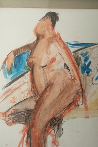 Abstract Nude Painting (R5L) Signed T Drabkin '61 Original Art Sketch Painting - Picture 6 of 10