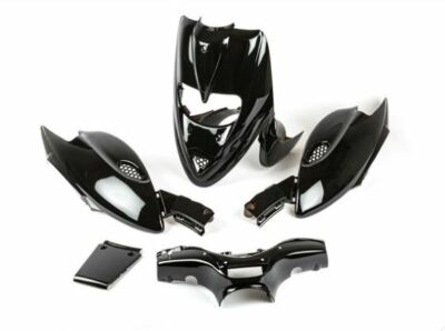 KIT VERKLEIDUNG KUNSTSTOFF SCHALEN SCHWARZ GLÄNZEND METALLIC 5 STÜCK X GILERA STALKER 50 2T