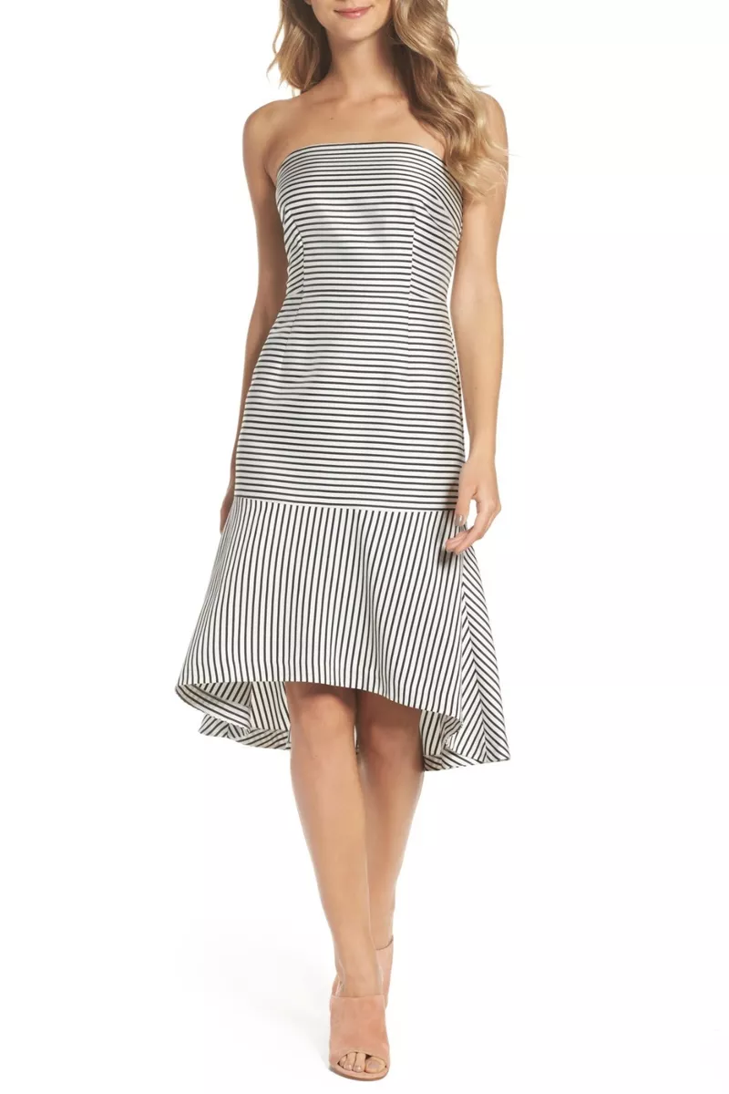 Chelsea 28 Black White Stripe Dress Size 6 eBay