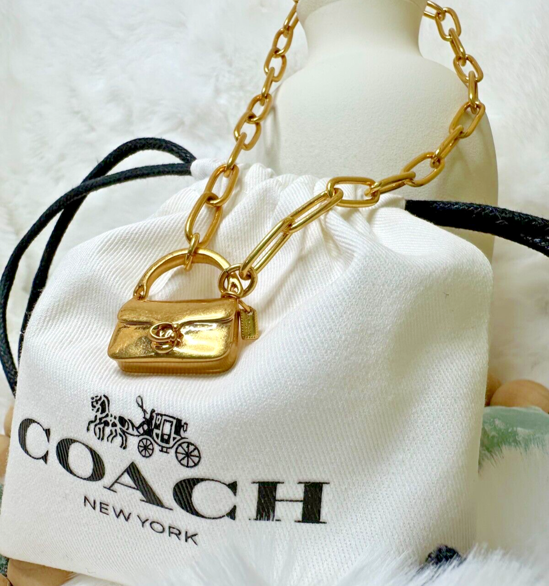 Coach Gold-Tone Chain Charm with Purse Motif Bracelet & Necklace COACH Gold-Tone Motif Chain Bag Charm - Macy main image 4