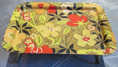Vintage Metal TV Lap Tray Folding Multi-color Floral Marsh Allan