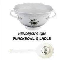 RARE Hendrick’s Gin Large Cocktails 3L Ceramic Punchbowl or Ice Bucket & Ladle