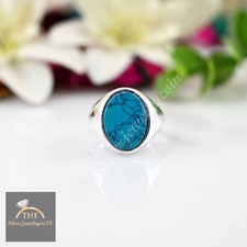 Turquoise round Stone Ring, 925 Sterling Silver, Women Gift Ring, Gemstone Ring