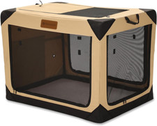 36 Inch Collapsible Soft Dog Crate for Large Dogs, 4-Door Foldable Travel Dog Ke