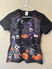 Disney Mickey Minnie Mouse Halloween Women's Size S Medical Scrub Top