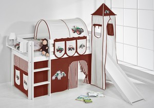 Lit Mezzanine De Jelle Blanc Avec Tour Toboggan Enfants Lilo