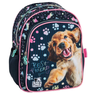 Cleo & Frank Hund Kinder Rucksack 28 cm Kindergarten Tasche rosa blau Mädchen