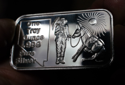 Vintage Nevada State Carlino Miner & Mule 999 1oz FINE Silver Art