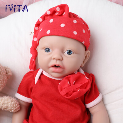 IVITA 15'' Full Silicone Reborn Baby Mädchen Squishy Silikon Puppe Doll