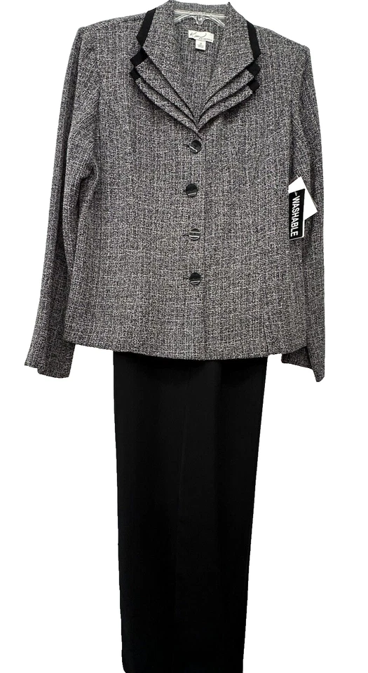 KIM ROGERS Mujer Talla 14 Nuevo con Etiquetas 3 Piezas Traje Pantalones Falda Tejido Blanco y Negro Clásico Foto 2 de 4