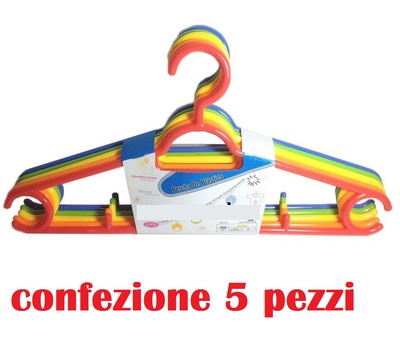 Cleafe - Set 5 Pz Grucce In Plastica Stampelle Appendiabito Pantaloni Giacche Rosa 79328 86523127