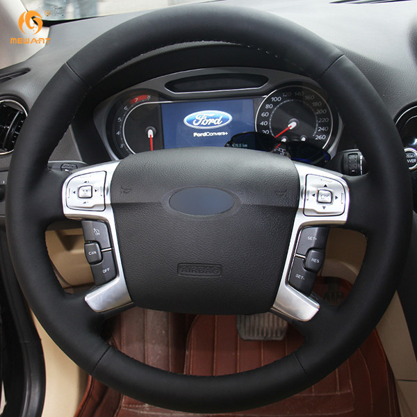 Black Genuine Leather Steering Wheel Cover for Ford Mondeo 20072012