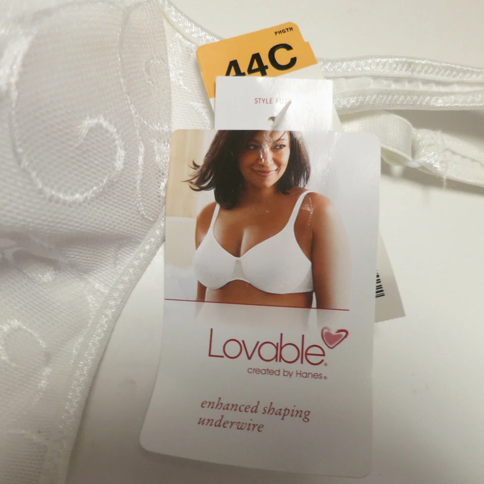 Sujetador Loveable By Hanes Flirt 44C blanco con aros y corazón colgante corazón F078 Foto 3 de 4