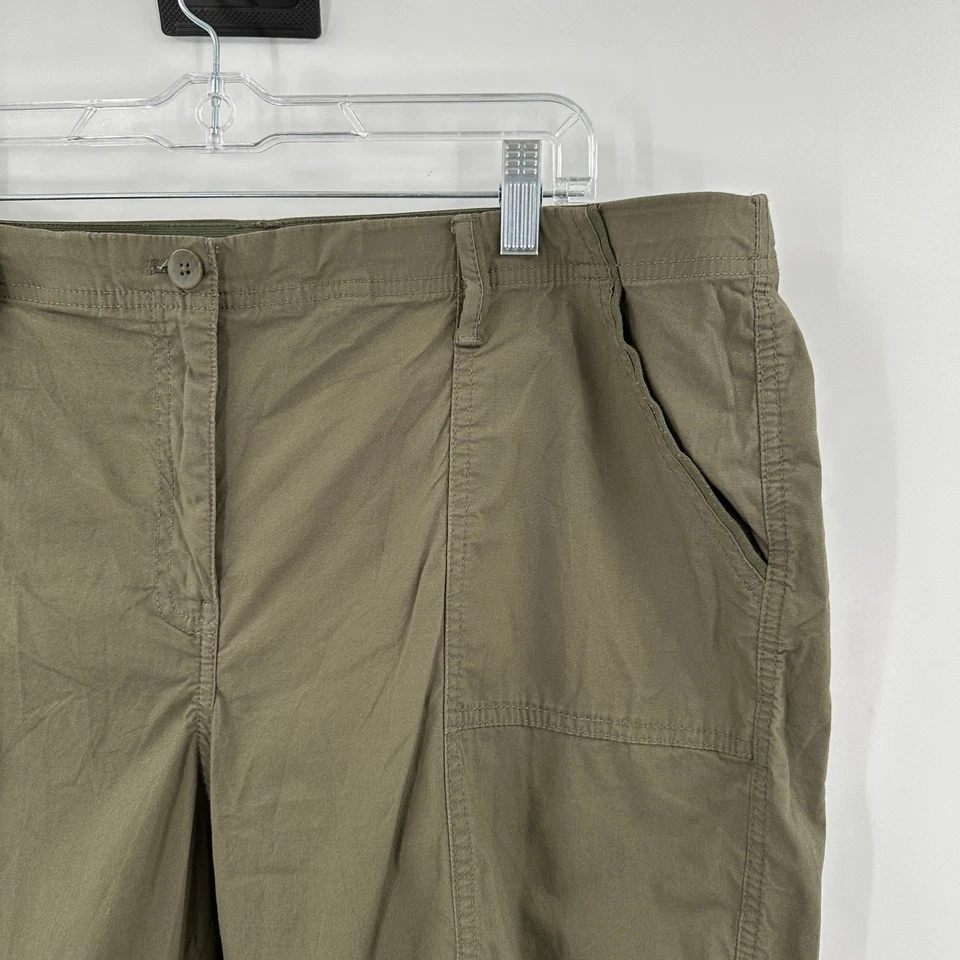 Chico's Verde Algodón Plano Frontal Bolsillo Cremallera Informal Chino Corto Para Mujer Talla 16 Foto 4 de 4