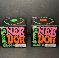 AUTHENTIC Lot Of 2X Schylling NeeDoh The Groovy Glob Stress Ball Green Orange