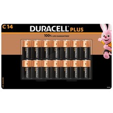 Duracell Power Plus Size Type C 1.5v Alkaline Battery Lasting Pack 14 Batteries