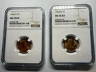 1952 D & 1954 D MS 65 RD Lincoln One Cent Lot of 2
