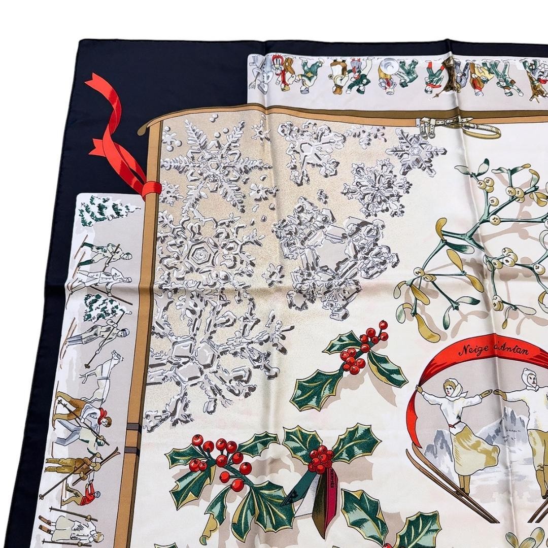 HERMES Neige d' Antan Carre 90 Silk 100% Scarf Multicolor Authentic G05171630