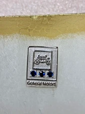 General Motors 15 Year Coach Tie Tack Pin 1/10 10K Gold Filled Sapphires (SBB)