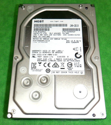 HGST 2TB LFF SAS Hard Disk Drive 0F22943 3.5'' 7.2k 12Gbps HDD     95% LIFE LEFT