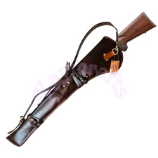 Premium Waxy Full Grain Leather 33" Long Rifle Scabbard carrying case Fur lined