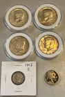 SILVER COIN LOT - (4) 40% Kennedy Halves (1) 90% Mercury Dime (1) Bonus Nickel