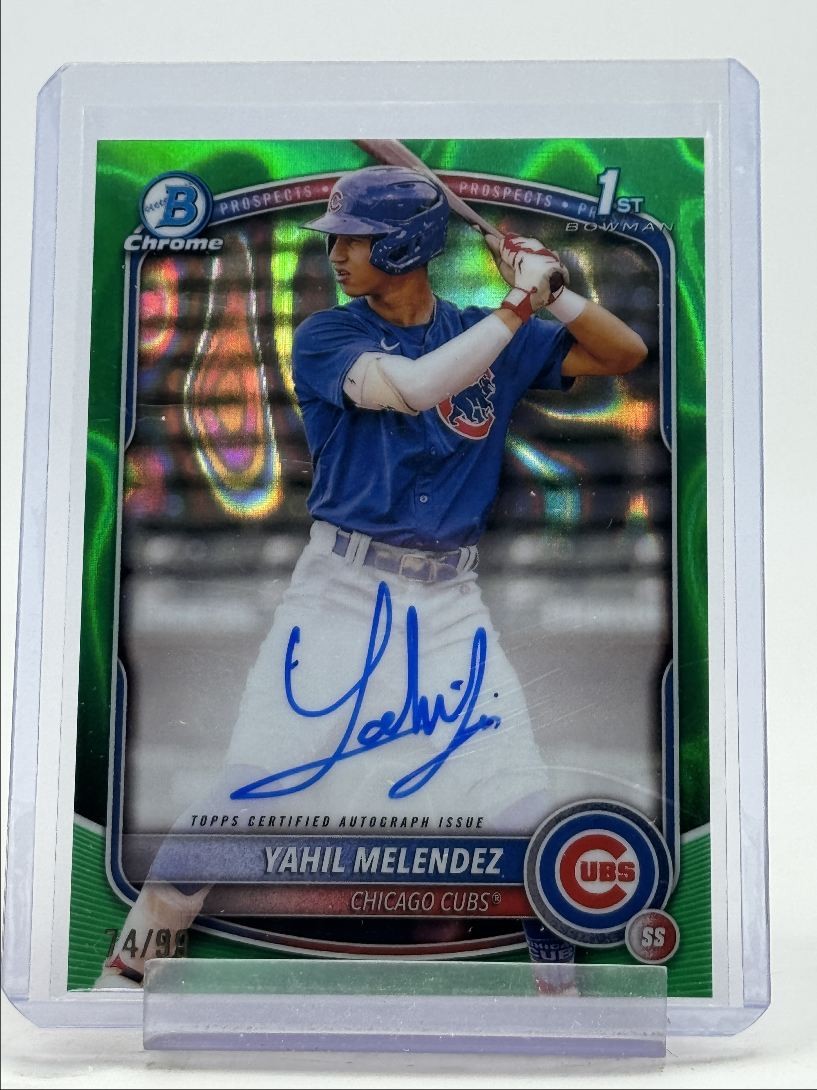 YAHIL MELENDEZ 2025 BOWMAN CHROME 1ST GREEN LAVA REFRACTOR AUTO /99 Q5451