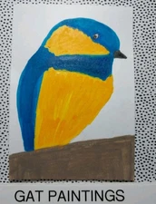 GAT ORIGINAL Painting  8x10 Canvas Whimsical  ANIMALS Chickadee Bird Portrait 