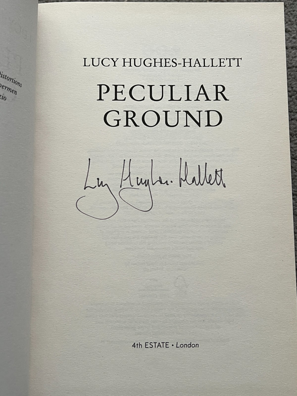 PECULIAR GROUND by LUCY HUGHES-HALLETT - signed by the author (SB5216)