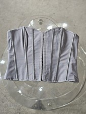 Grey Mesh Structured Corset Top - Size XL (Fits UK 12/14)