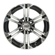GTW Specter Golf Cart Machine/Black Specter Golf Cart 14x7 Wheel 3:4 offset