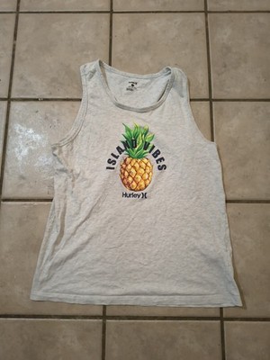 Hurley Island Vibes Pineapple Tank Top Men s Large Gray Graphic Sleeveless
