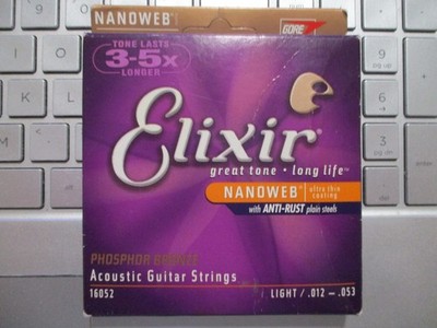 Elixir Phospher Bronze Nanoweb Light Acoustic Guitar Strings 12-53