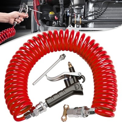 Red Heavy Duty Air Blow Gun Kit for Trucks with 30FT Long Coil and Tire Chuck