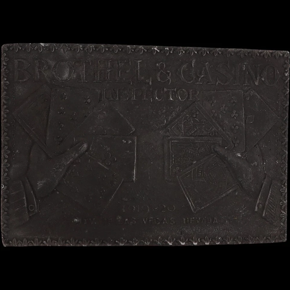 Las Vegas Nevada Burdel Casino Juego Jugador Divertido Años 70 Vintage Hebilla de Cinturón Foto 3 de 4