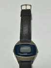 Vintage 70s SSQ Timex Digital Watch Quartz Gold Tone Brown Leather Band Strap
