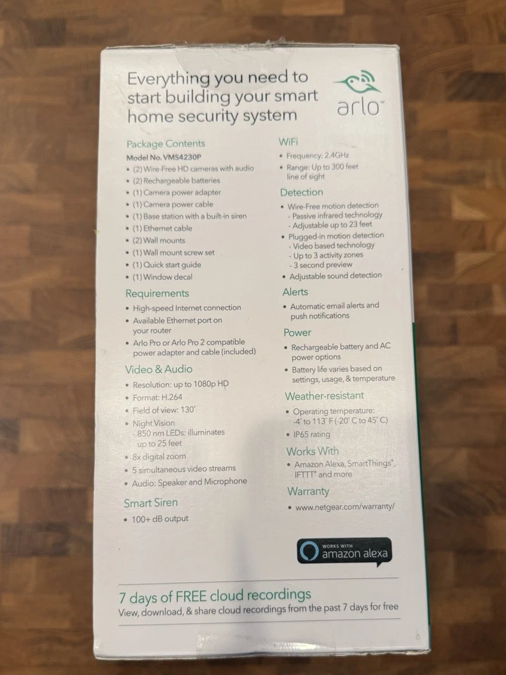 Cámara de seguridad Netgear Arlo Pro 2 1080p HD 2 cables sin caja abierta nueva Foto 4 de 4