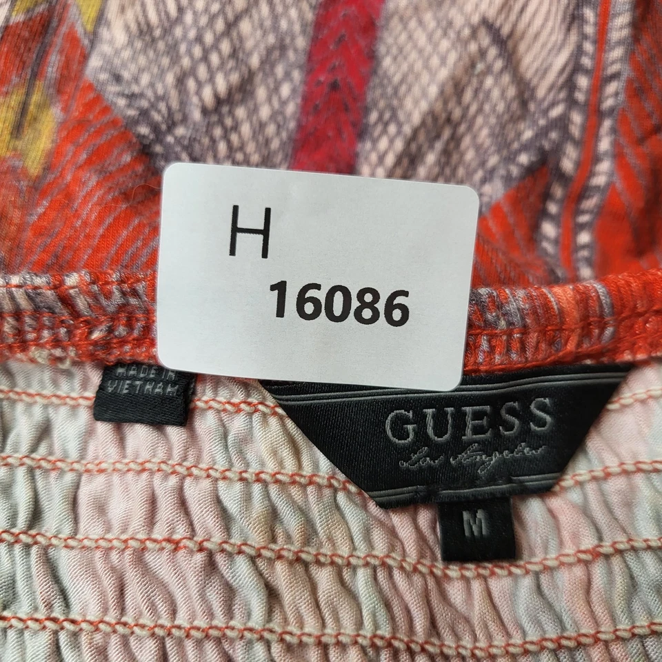 Vestido para mujer GUESS M rojo geométrico maxi sin tirantes bandeau sin mangas Foto 3 de 4