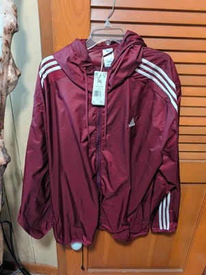 Adidas Maroon Windbreaker Jacket with Hood