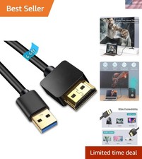 Male USB to HDMI Adapter Cable - 1080P Display for TVs Projectors - 6.6FT