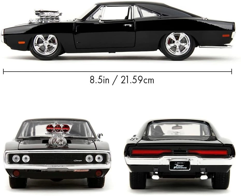 FAST FURIOUS Modello DODGE CHARGER 1970 Nera Lucida DOM 22cm 1:24 Originale JADA - Immagine 3 di 4